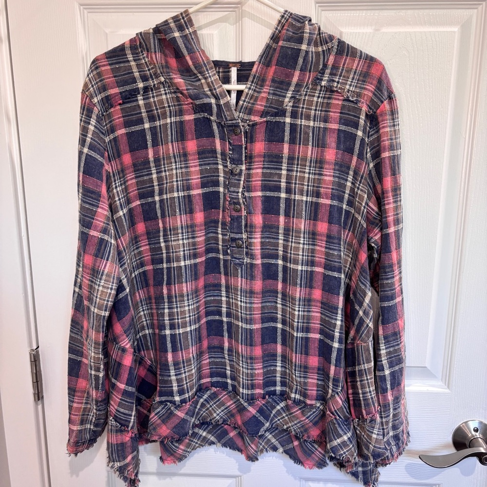 Free people plaid hoodie